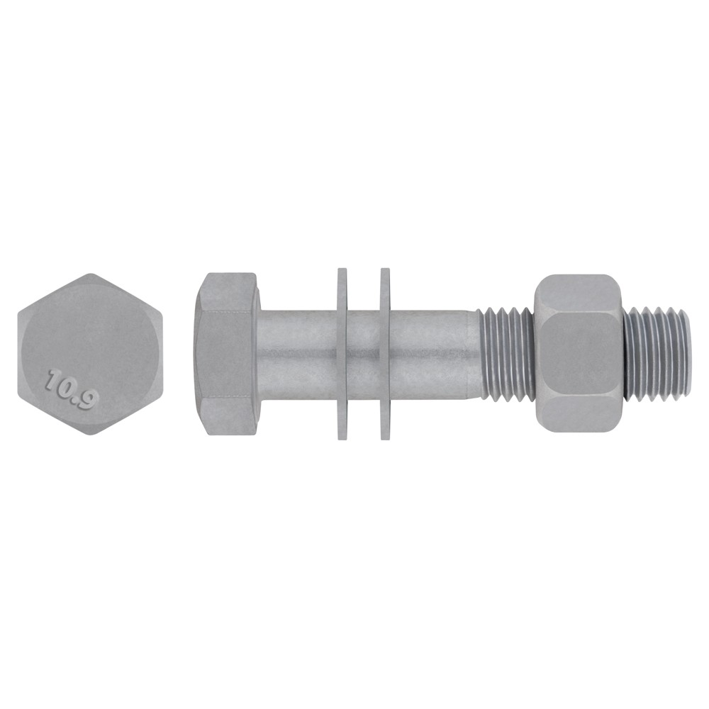 EN 14399-4 10.9 HV SET HDG, Set de tornillería estructural de alta resistencia para precarga, sistema HV con marcado CE, acabado galvanizado en caliente y calidad 10.9